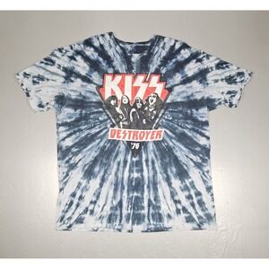 Liquid Blue KISS Destroyer '76 T-Shirt Mens 3XL Y2k  Tie Dye Rock Band Tee